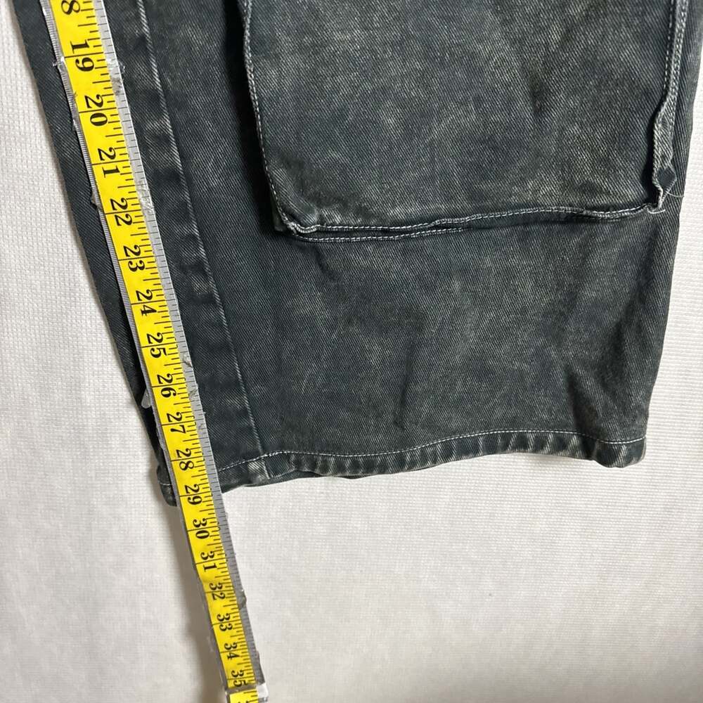 Fashion Nova Women's 15 Billie Low Slung Cargo Jeans Acid Wash Black Wide Leg - Picture 10 of 11